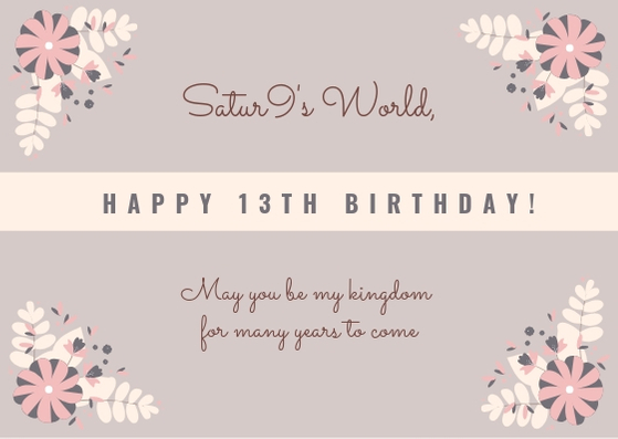 Gelukkige verjaardag Satur9’s World!